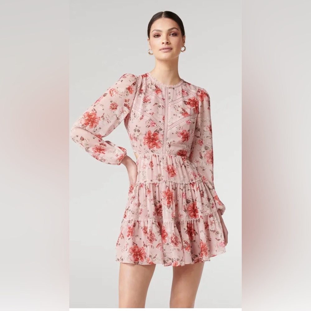 Forever New Katja Printed Trim Spliced Floral Dress Small